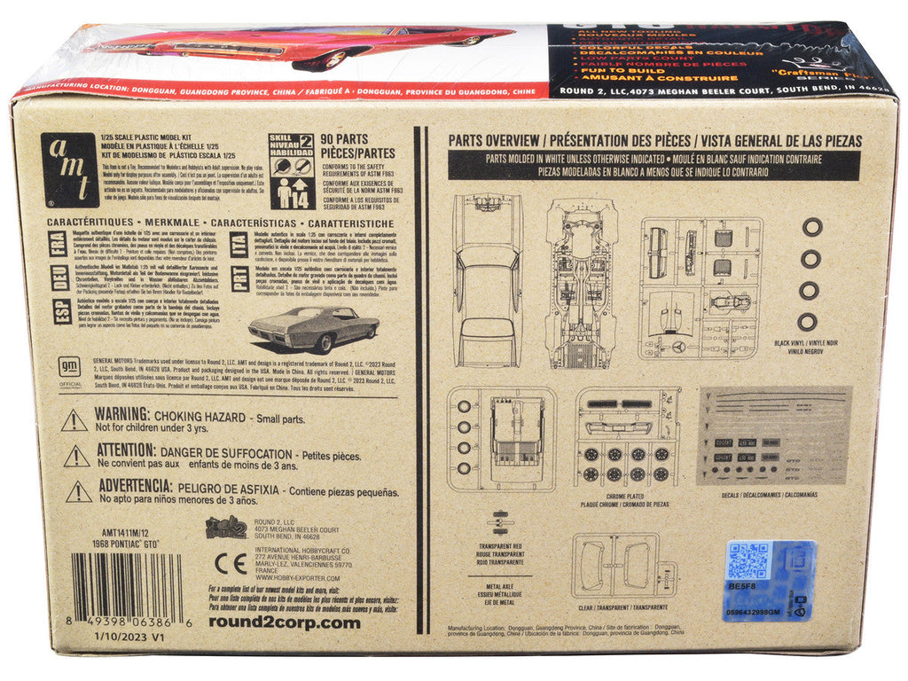 Skill 2 Model Kit 1968 Pontiac GTO Hardtop "Craftsman Plus" Series 1/25 Scale Model by AMT
