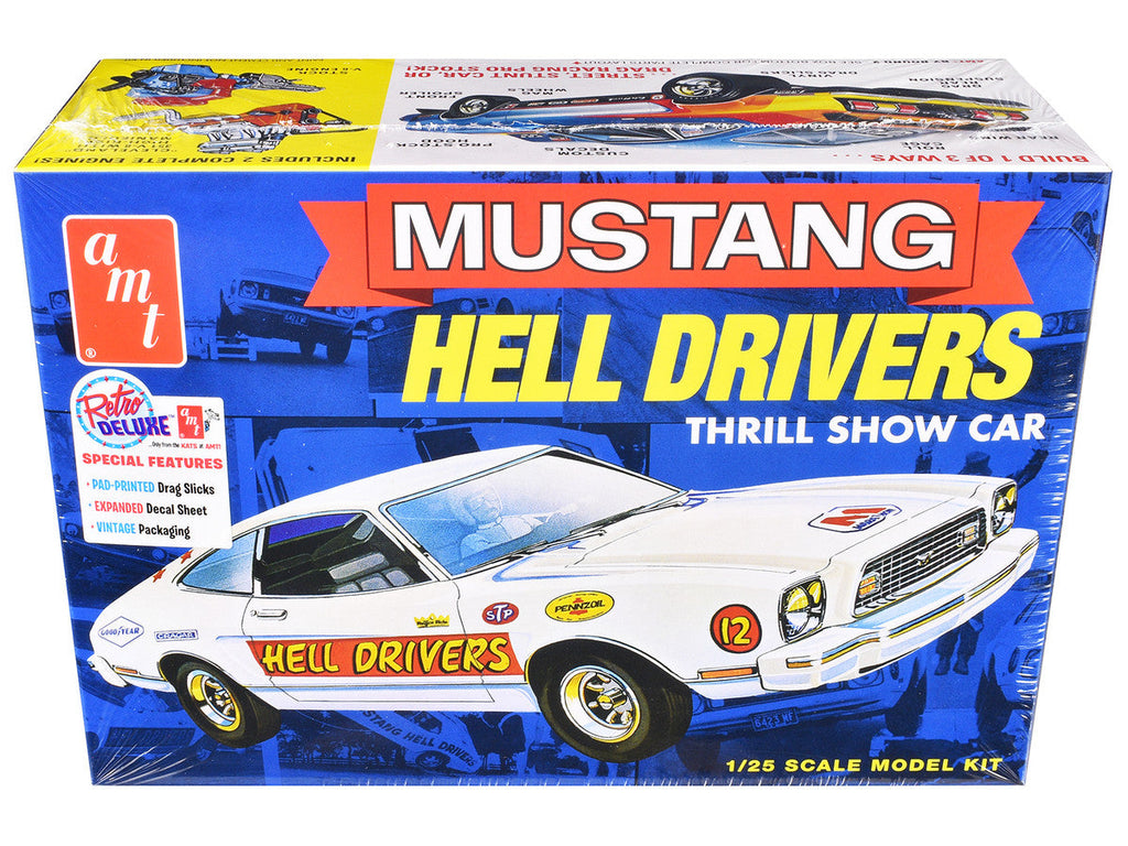 Skill 2 Model Kit 1977 Ford Mustang "Hell Drivers" Thrill Show Car 1/25 Scale Model by AMT