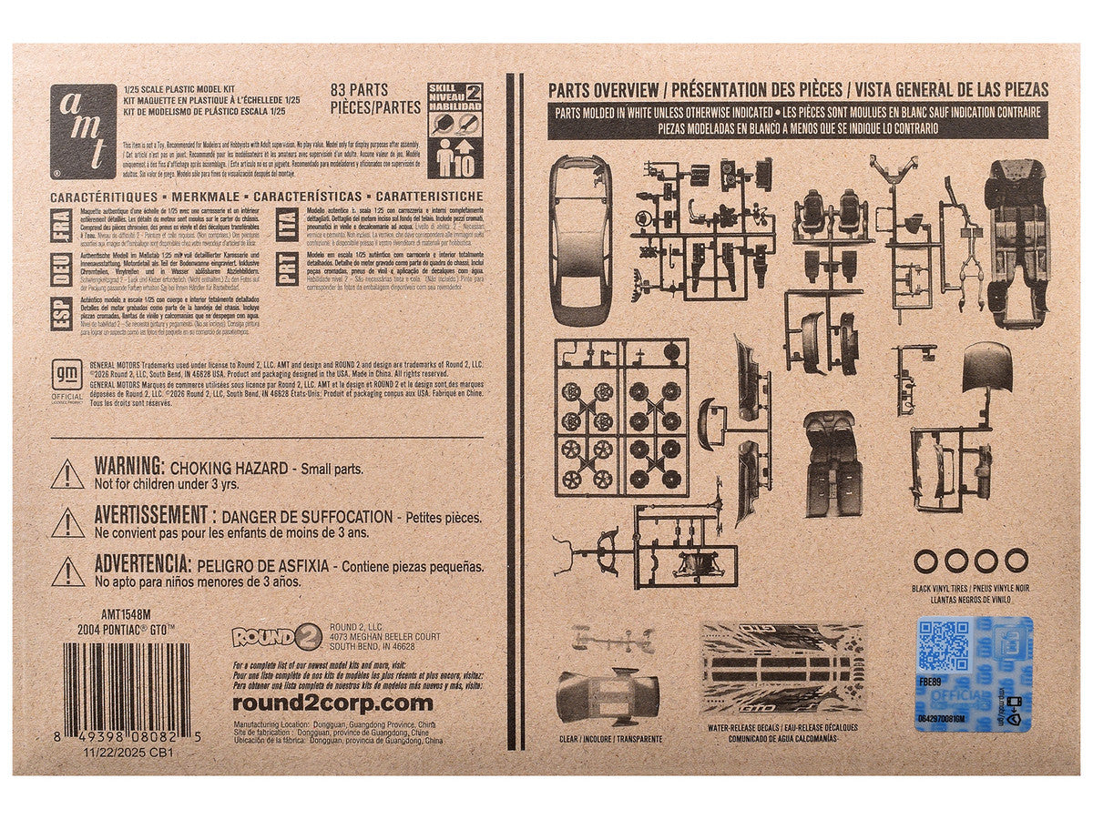 Skill 2 Model Kit 2004 Pontiac GTO 1/25 Scale Model by AMT
