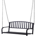 Modern Farmhouse Antique Black 2-Person Metal Outdoor Hanging Porch Swing