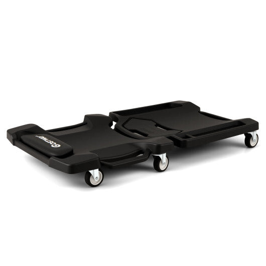 43 Inches Foldable Mechanic Creeper with Padded Headrest and Tool Trays-Black