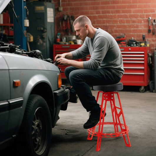 Heavy-Duty Aluminum Garage Bar Chair with 360? Swiveling Seat-Red