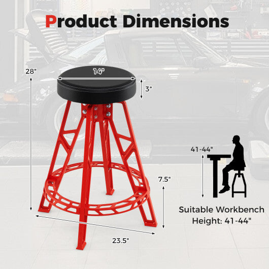 Heavy-Duty Aluminum Garage Bar Chair with 360? Swiveling Seat-Red