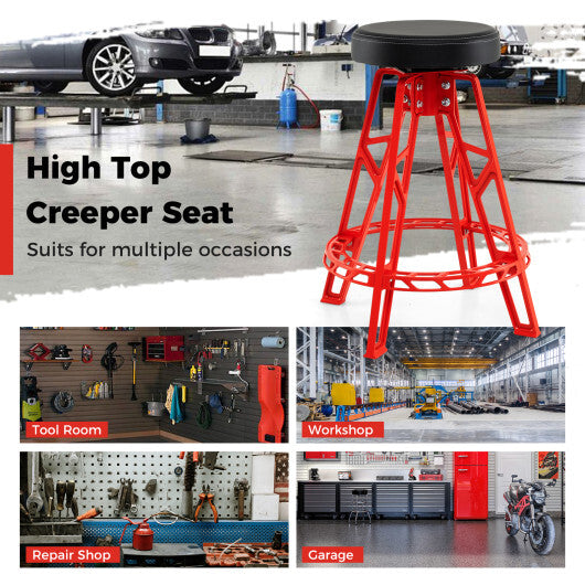 Heavy-Duty Aluminum Garage Bar Chair with 360? Swiveling Seat-Red