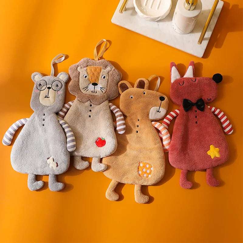 DecorBites™ Kids Coral Velvet Hanging Hand Towel: Soft, Skin-Friendly Kitchen & Bathroom Towel