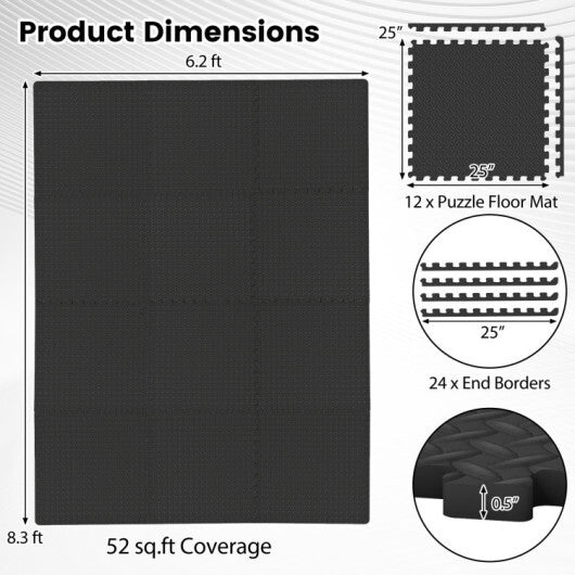 Inflation Free Boxing Set and 12Pcs 1/2" Puzzle Exercise Mat