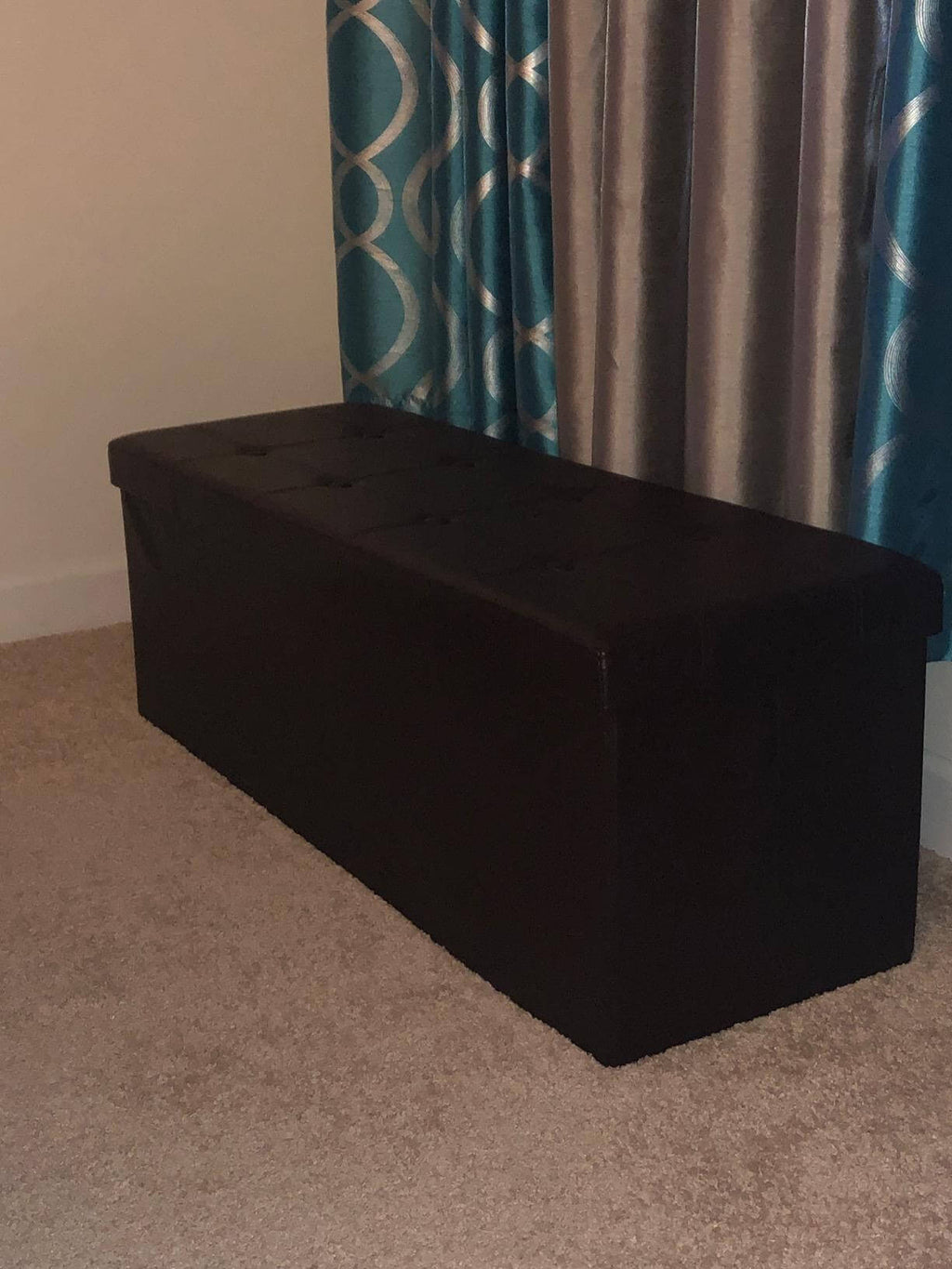 43" L Faux Leather Folding Storage Ottoman Bench, Storage Chest Footrest Padded Seat, Brown