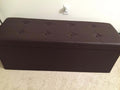 43" L Faux Leather Folding Storage Ottoman Bench, Storage Chest Footrest Padded Seat, Brown