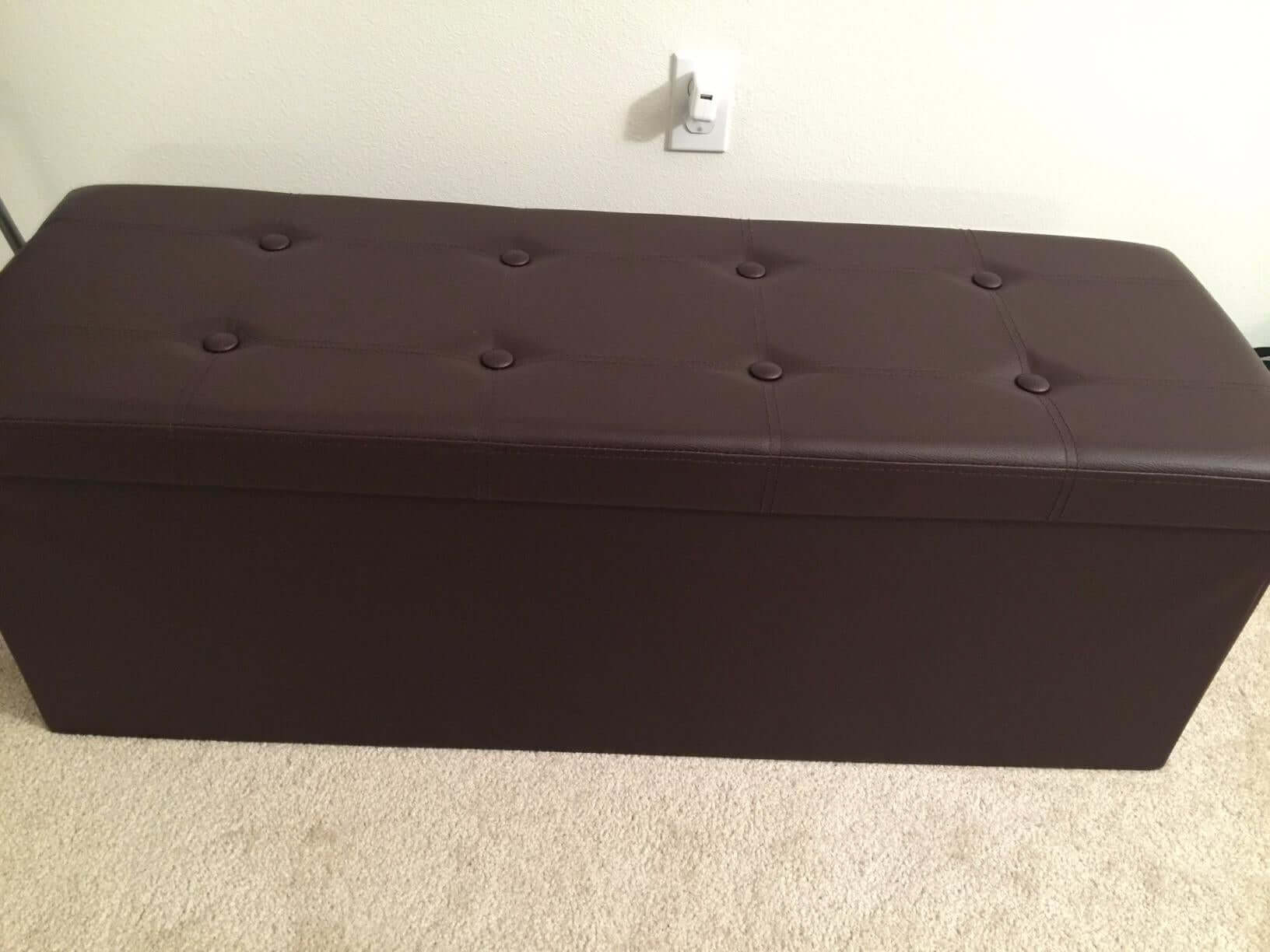 43" L Faux Leather Folding Storage Ottoman Bench, Storage Chest Footrest Padded Seat, Brown