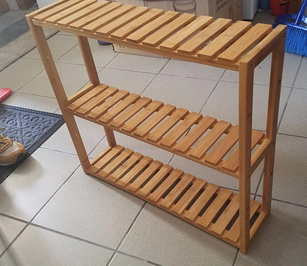 Adjustable Bamboo Rack Multifunctional Bathroom Kitchen Living Room Holder 3-Tier Utility Storage Shelf