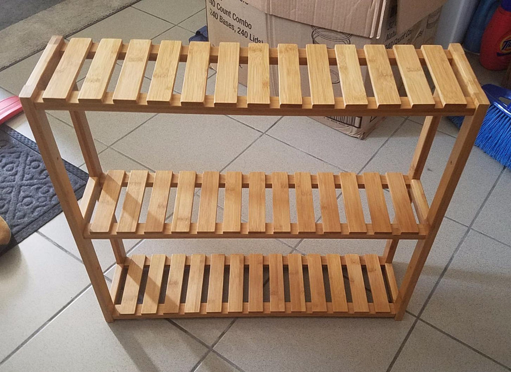 Adjustable Bamboo Rack Multifunctional Bathroom Kitchen Living Room Holder 3-Tier Utility Storage Shelf