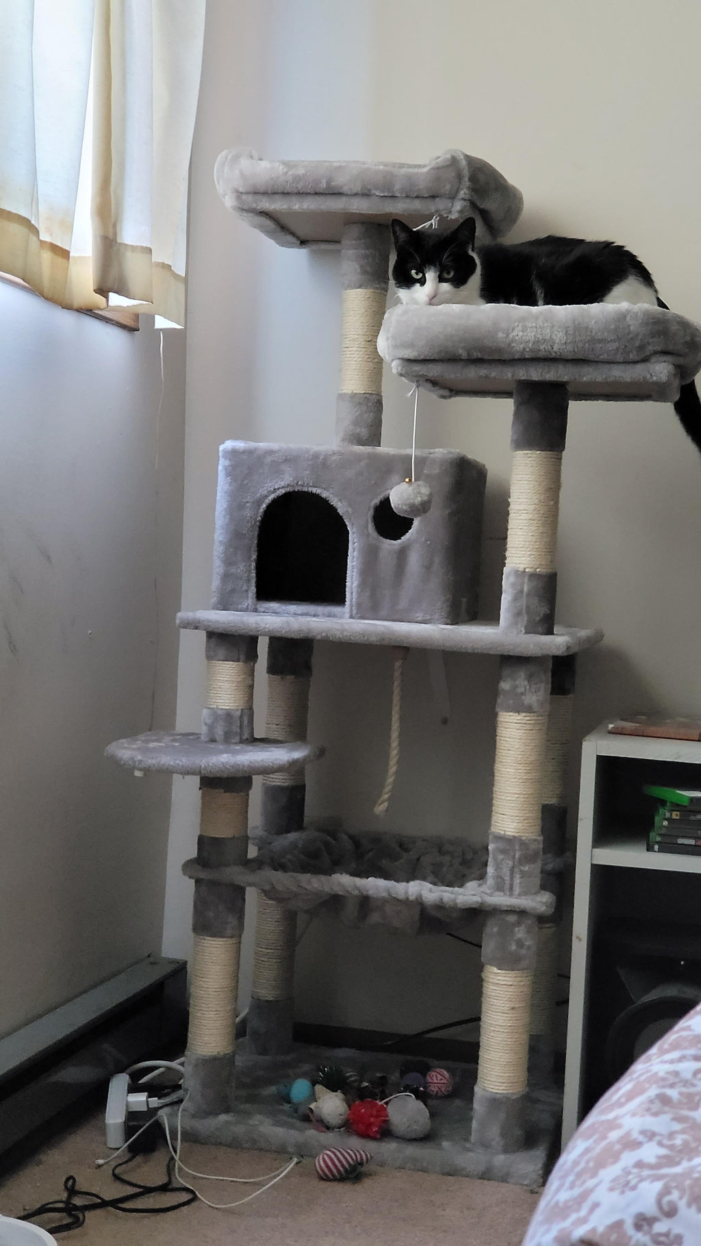 Cat Tree with Sisal-Covered Scratching Posts | Plush Perches | 55" Multi-Level