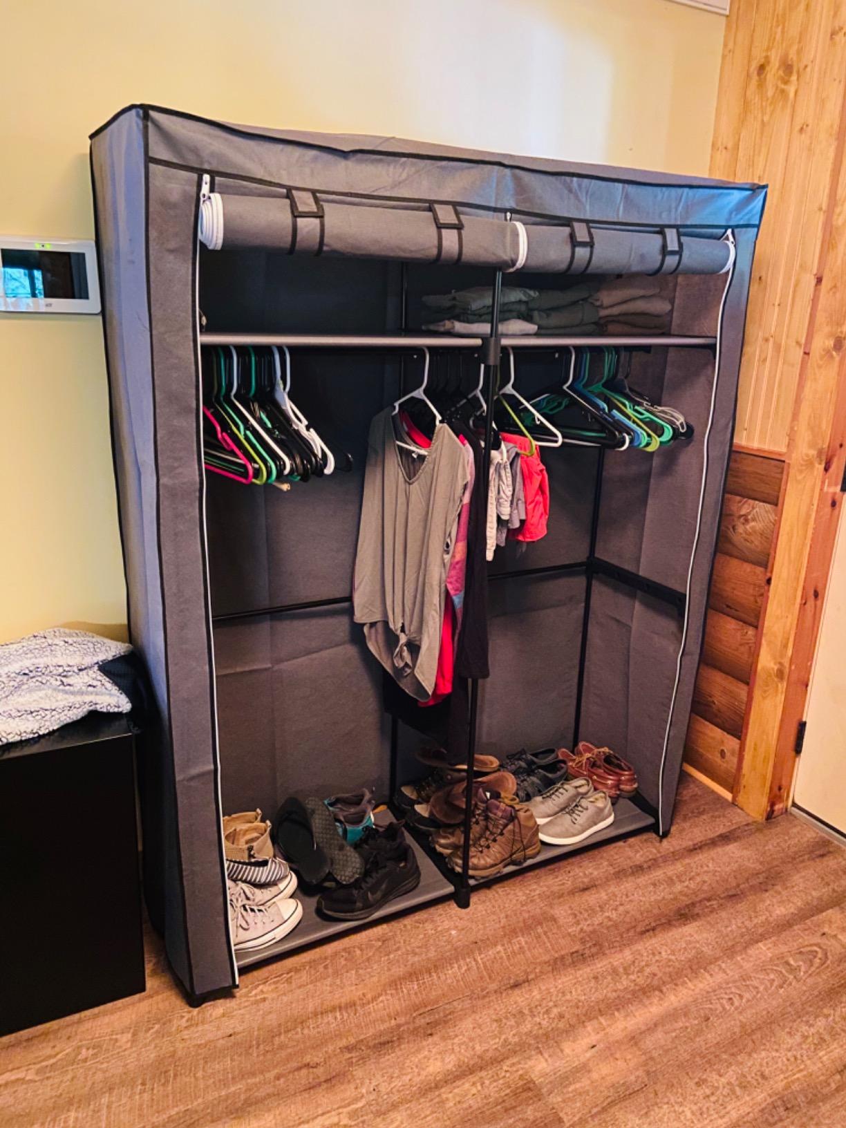 Closet Storage Organizer, Portable Wardrobe with Hanging Rods, Clothes Rack