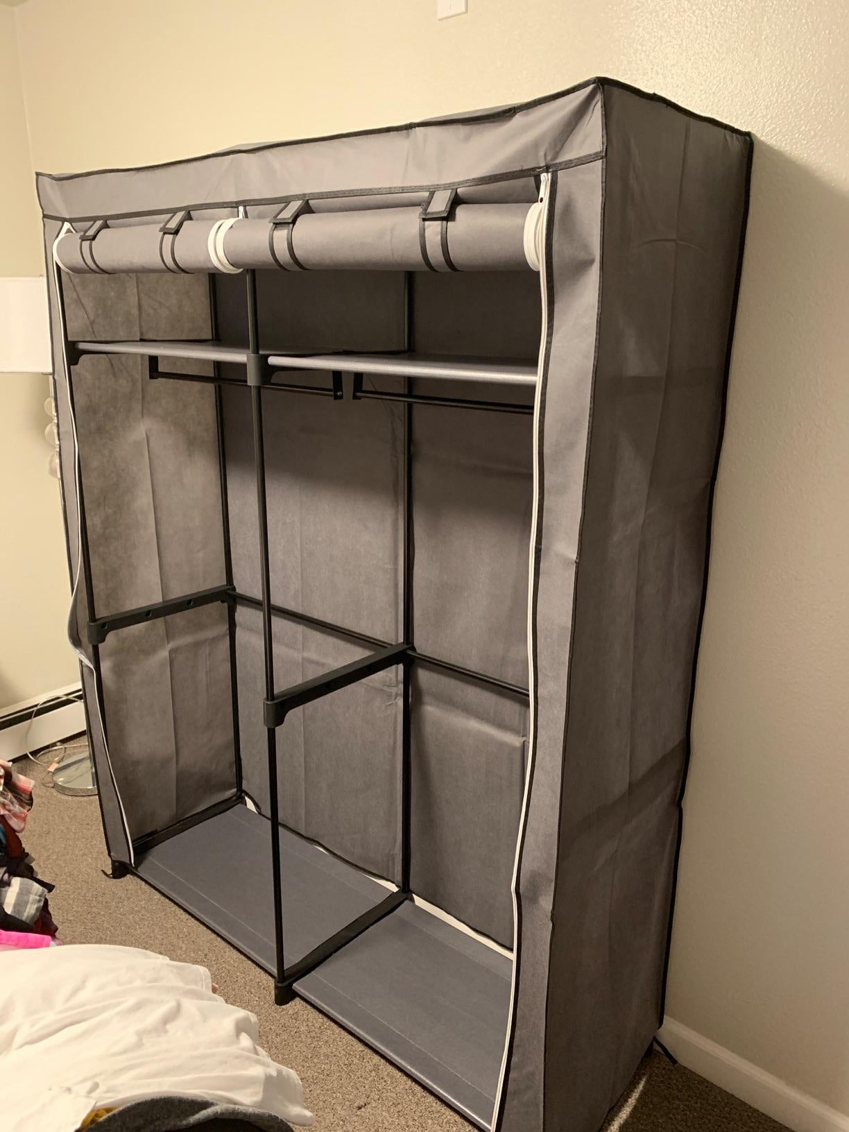 Closet Storage Organizer, Portable Wardrobe with Hanging Rods, Clothes Rack