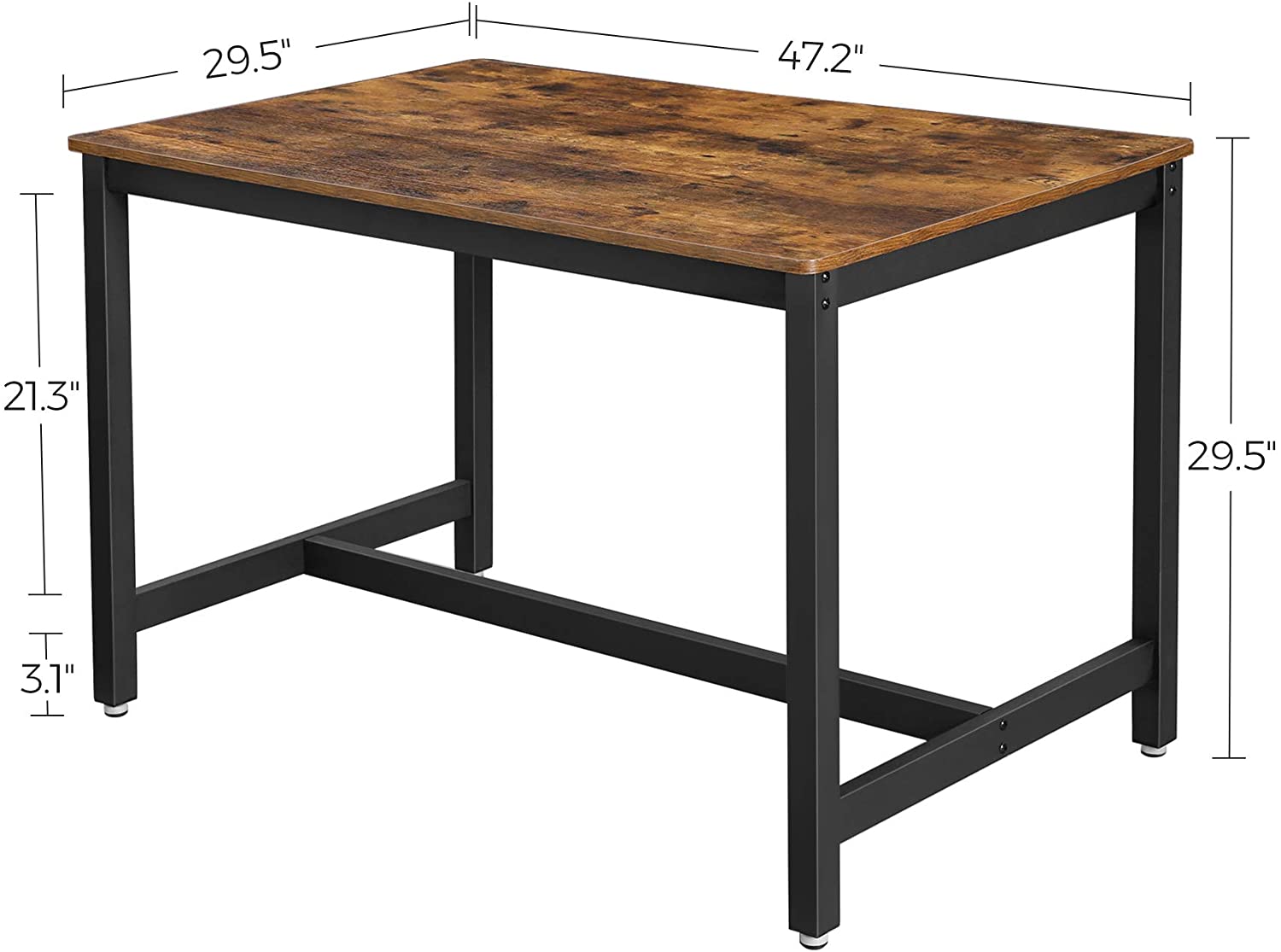Industrial Rustic Brown & Black Dining Table