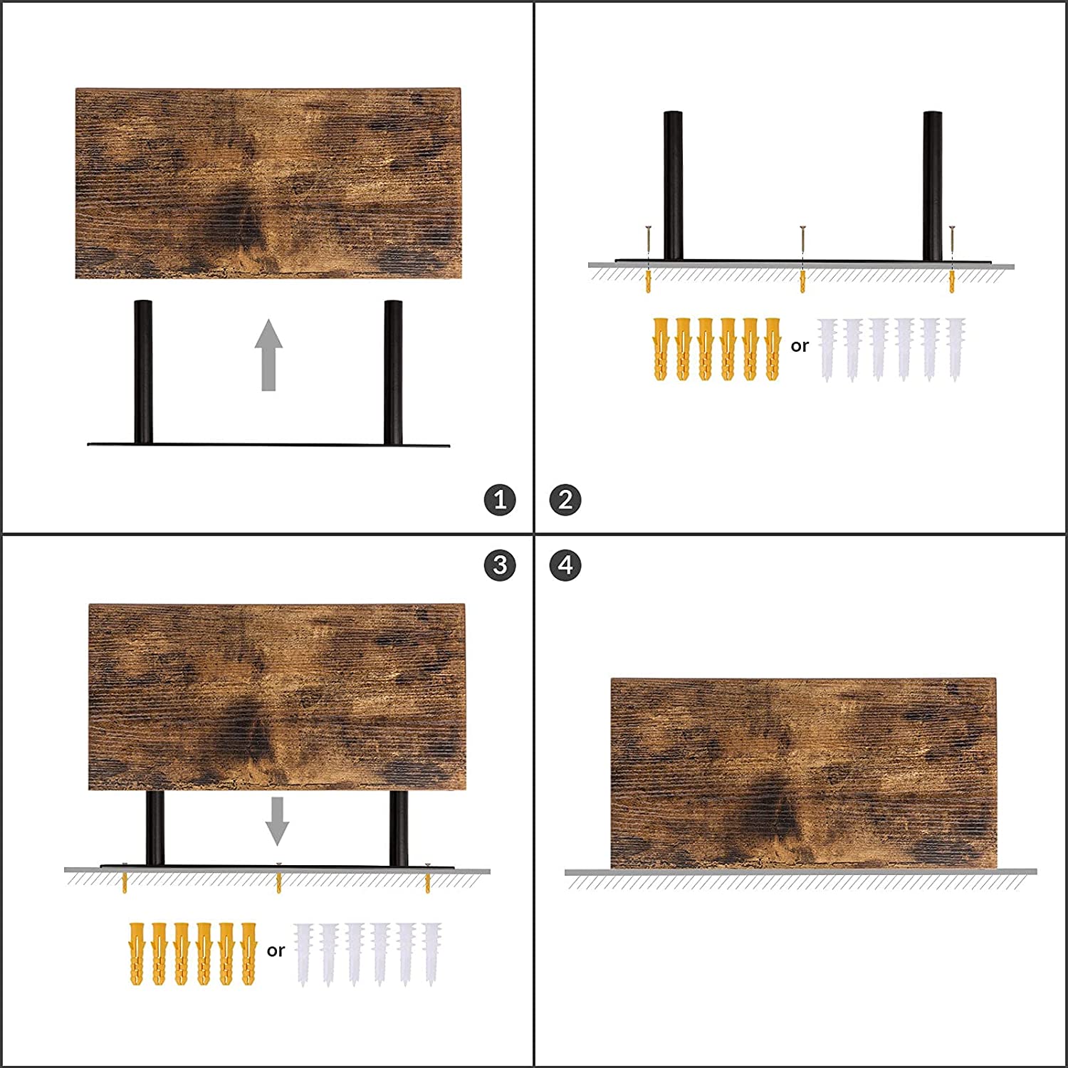 Floating Shelves, Wall Shelf Set of 2, 15.7 inch Hanging Shelf with Invisible Brackets