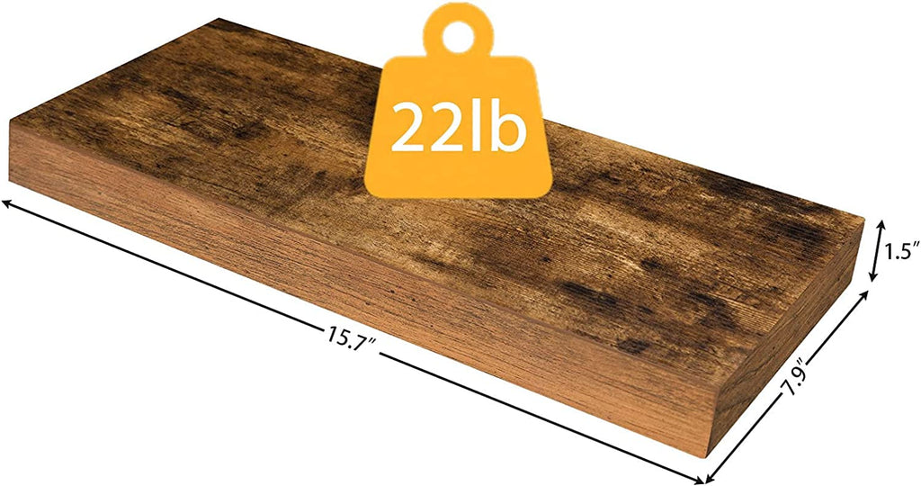 Floating Shelves, Wall Shelf Set of 2, 15.7 inch Hanging Shelf with Invisible Brackets