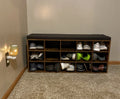 Shoe Bench with Cushion, 15-Cube Storage Bench, Holds up to 440 lb
