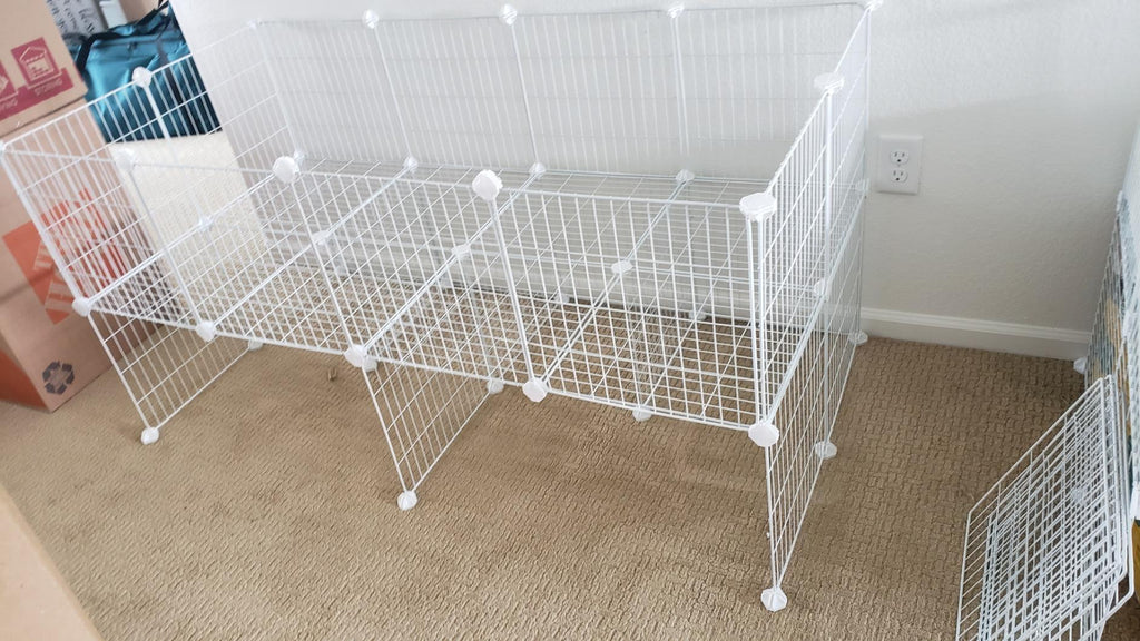 Pet Playpen Includes Cable Ties, Metal Wire Apartment-Style Two-Storey Bunny Fence and Kennel