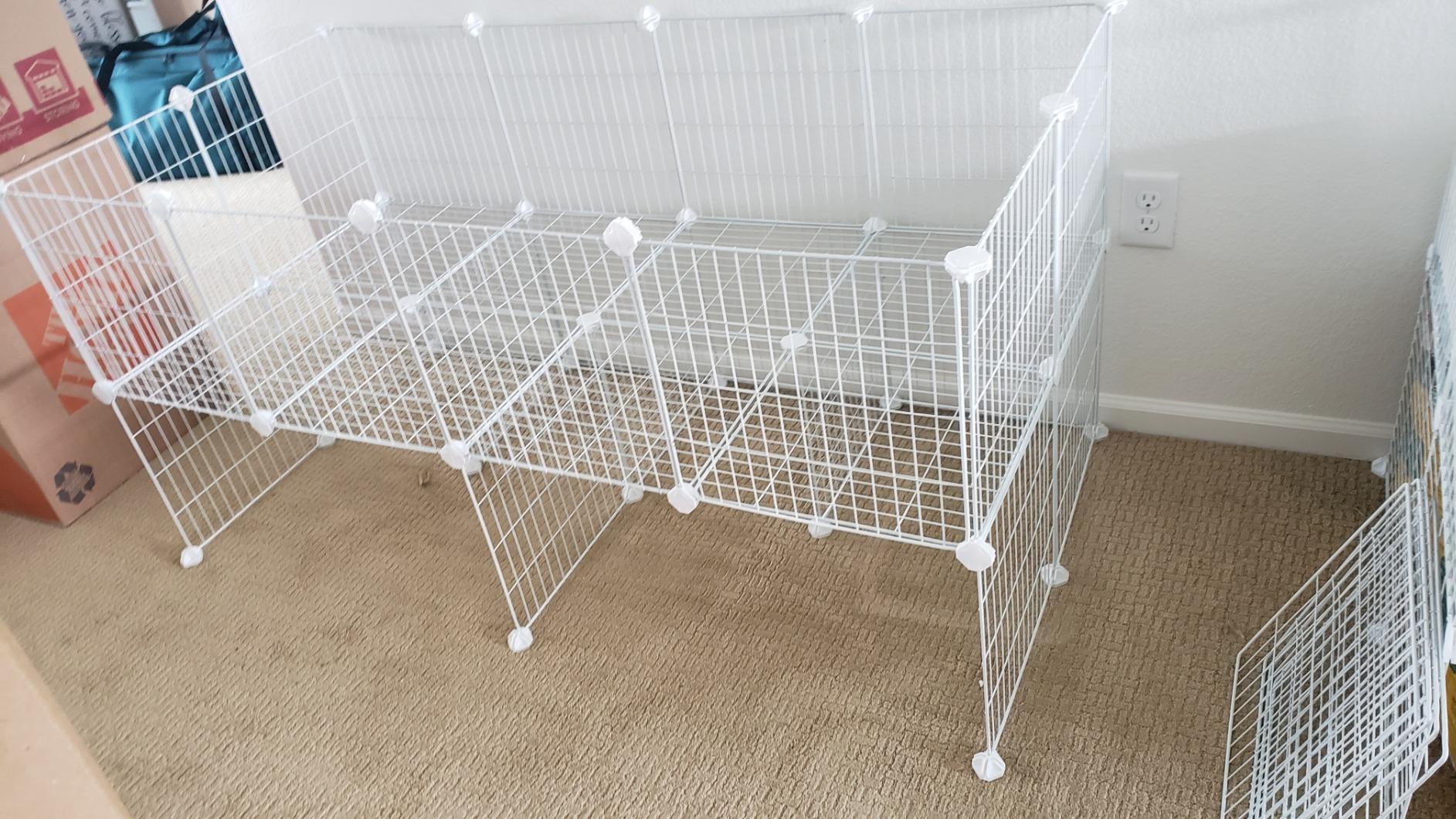 Pet Playpen Includes Cable Ties, Metal Wire Apartment-Style Two-Storey Bunny Fence and Kennel