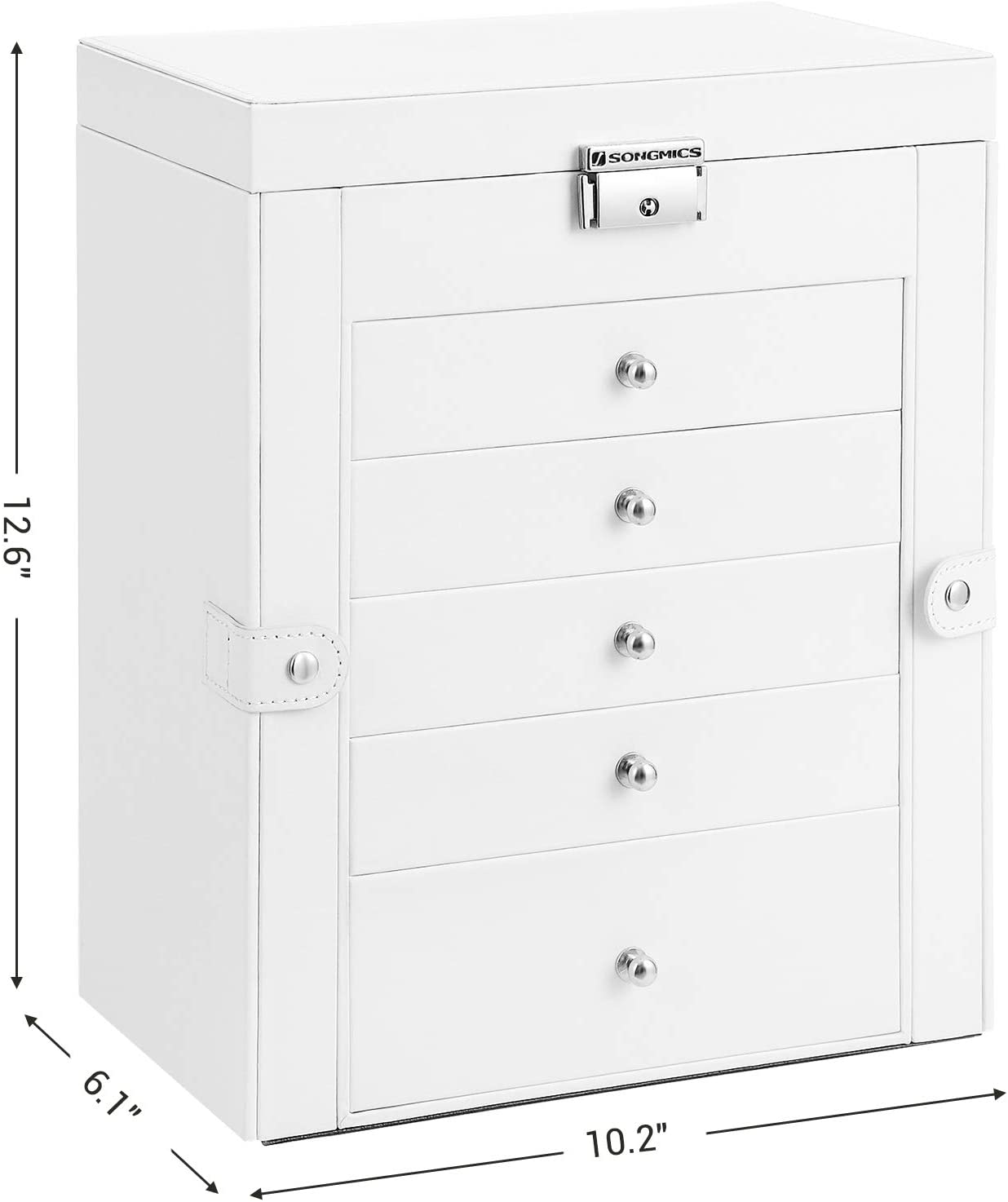 Jewelry Box, 6-Tier Large Jewelry Case with Drawers, Mirror and Lock