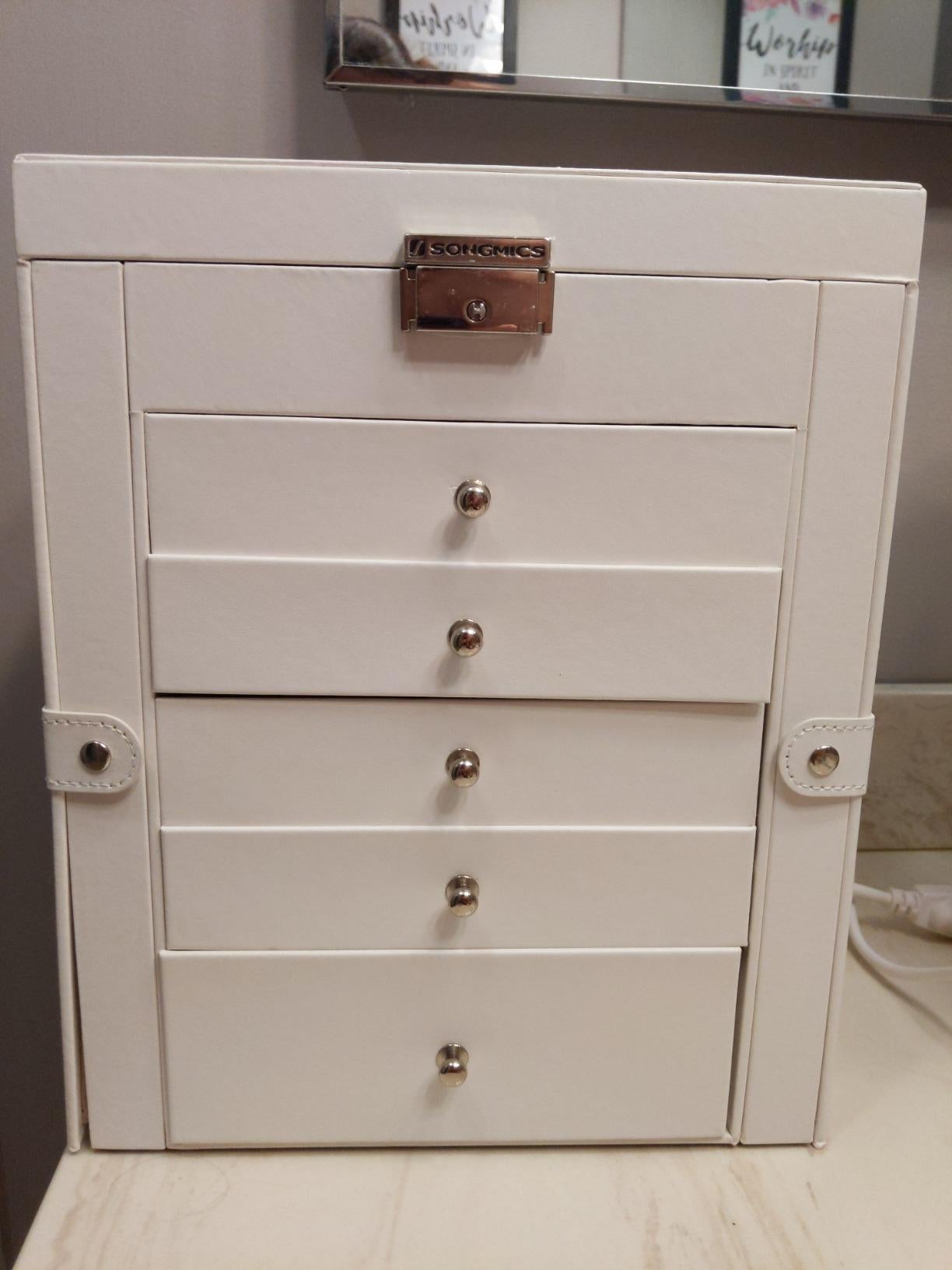 Jewelry Box, 6-Tier Large Jewelry Case with Drawers, Mirror and Lock