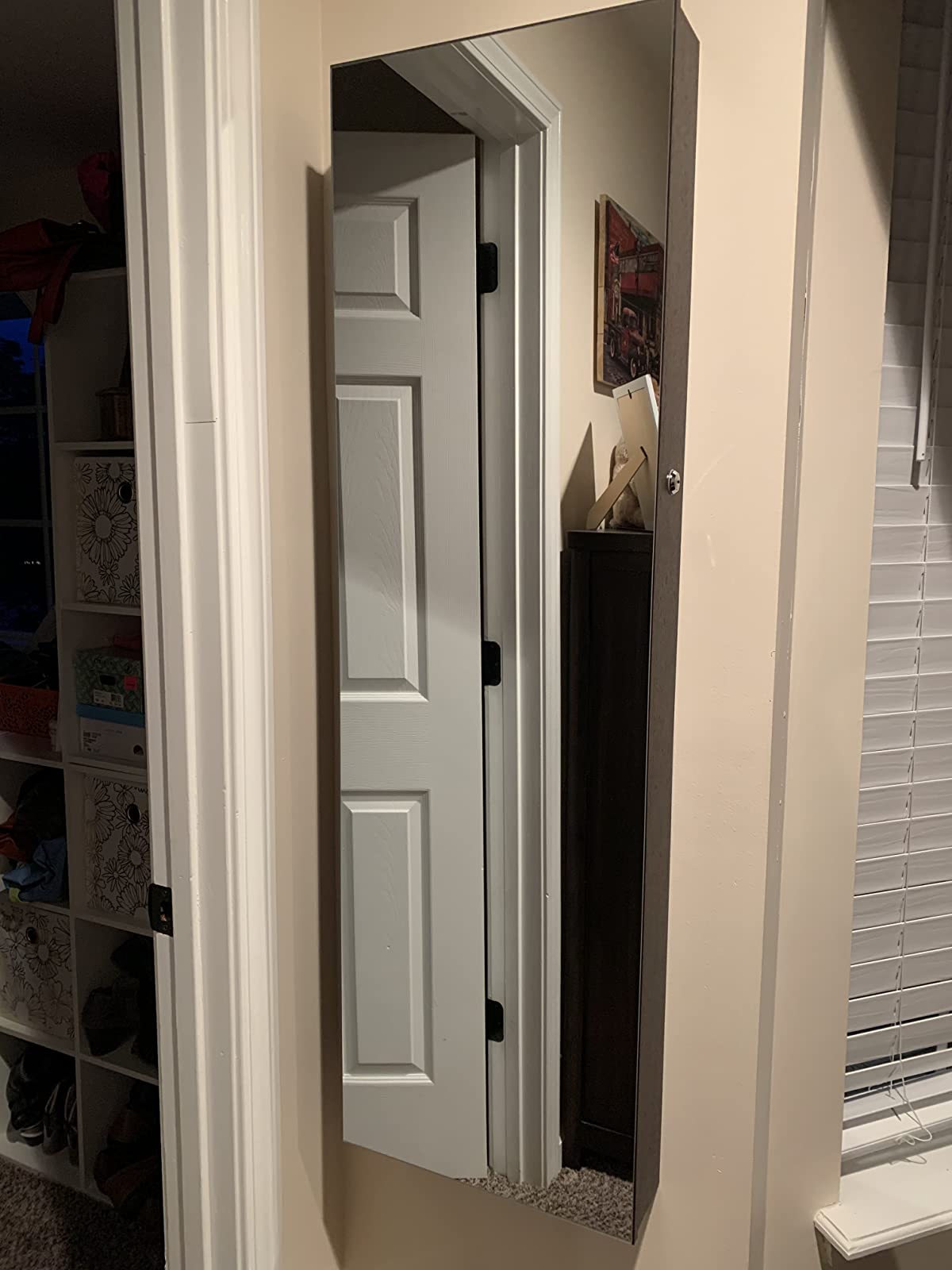 47.2" H Full Screen Mirrored Jewelry Cabinet Armoire, 6 LEDs Jewelry Organizer Wall Hanging/Door Mounted, Larger Capacity