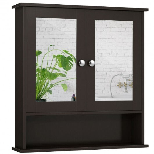 Bathroom Wall Mount Mirror Cabinet Organizer-Gray