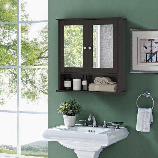 Bathroom Wall Mount Mirror Cabinet Organizer-Gray