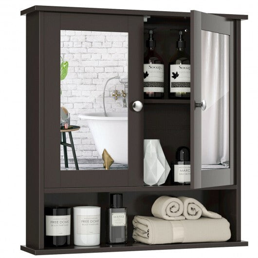 Bathroom Wall Mount Mirror Cabinet Organizer-Gray