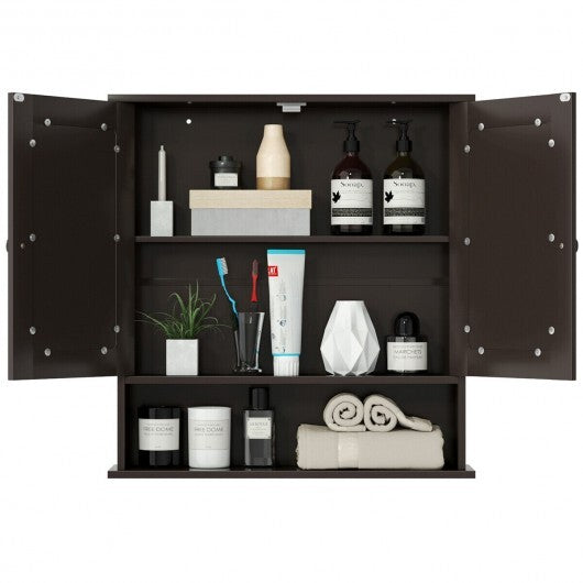 Bathroom Wall Mount Mirror Cabinet Organizer-Gray