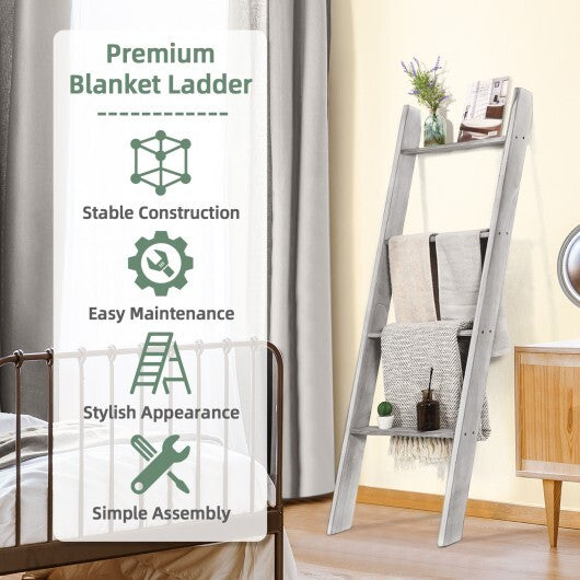 4-Tier Wall Leaning Ladder Shelf Stand-Gray