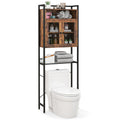 Over-The-Toilet Storage Cabinet with Heavy-Duty Metal Frame 2-door Freestanding-Black