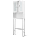Over the Toilet Bathroom Storage Cabinet with Adjustable Shelf - Color: White