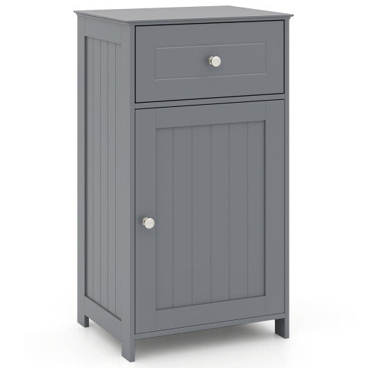 Single Door Bathroom Cabinet with Adjustable Shelf and Drawer-White