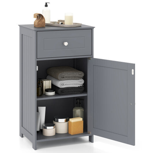 Single Door Bathroom Cabinet with Adjustable Shelf and Drawer-White