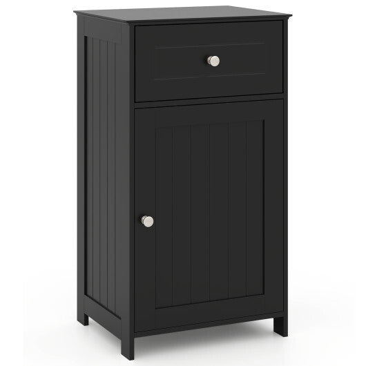 Single Door Bathroom Cabinet with Adjustable Shelf and Drawer-White