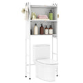 Over-the-toilet Cabinet Bathroom Organizer with 2 Flip-up Cabinets-White