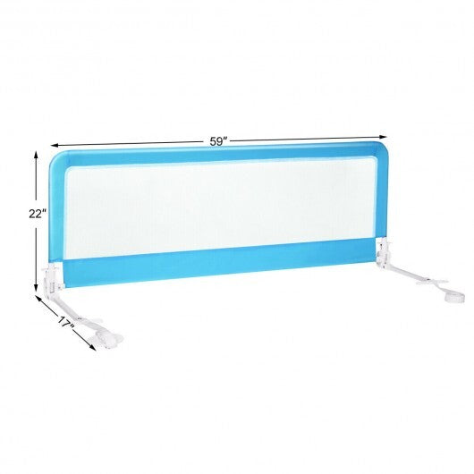59 Inch Folding Breathable Baby Bed Rail Guard with Safety Strap-Blue - Color: Blue