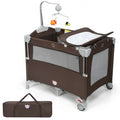 5-in-1  Portable Baby Beside Sleeper Bassinet Crib Playard with Diaper Changer-Beige