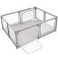 75 x 59 Inch Large Baby Playpen with Breathable Mesh and Zipper Doors-Gray