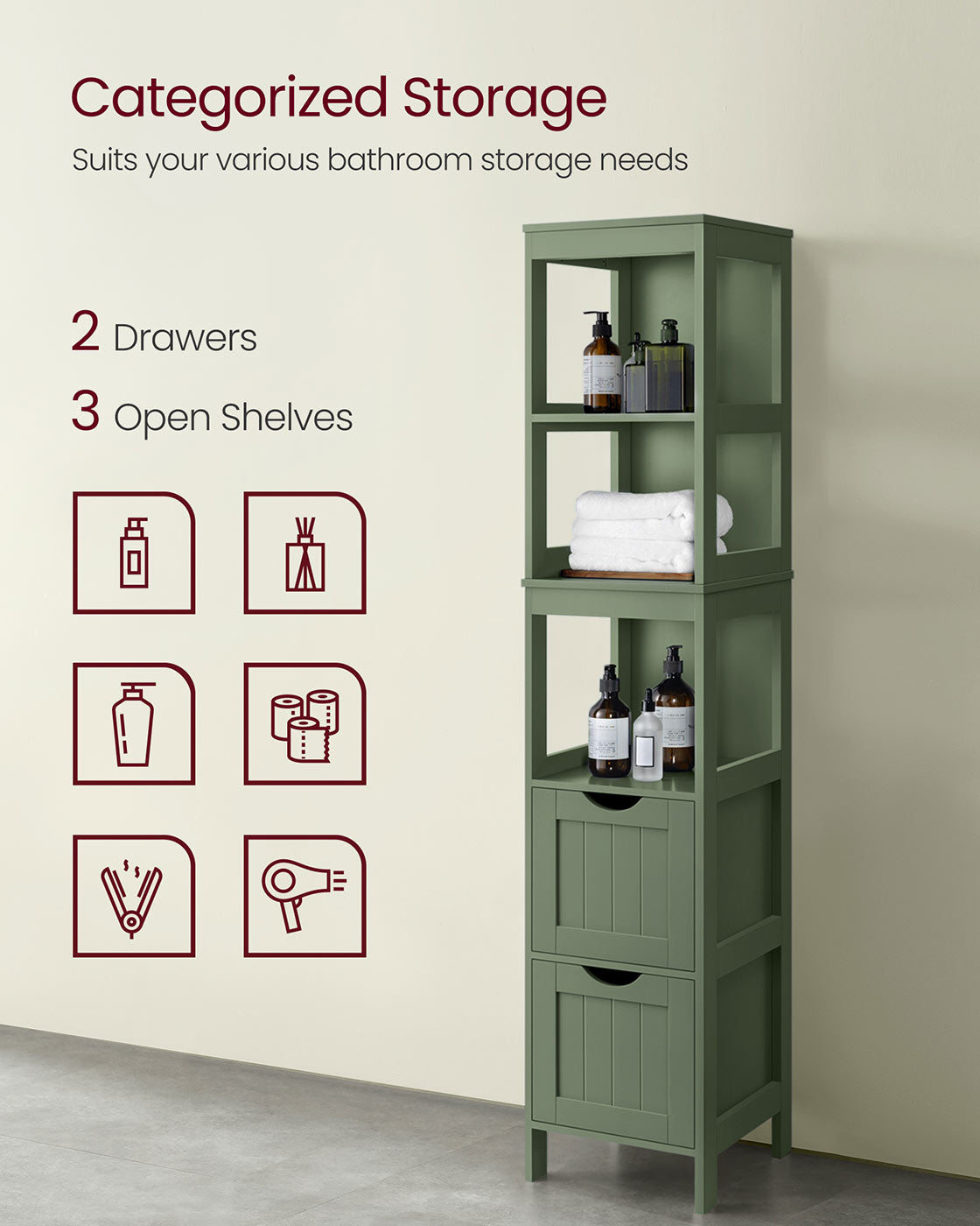 Bathroom Floor Cabinet, Bathroom Storage Organizer Rack Stand