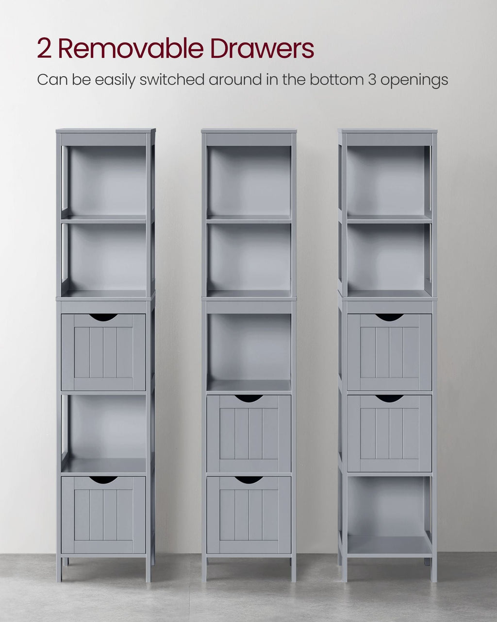 Bathroom Floor Cabinet with 2 Removable Drawers