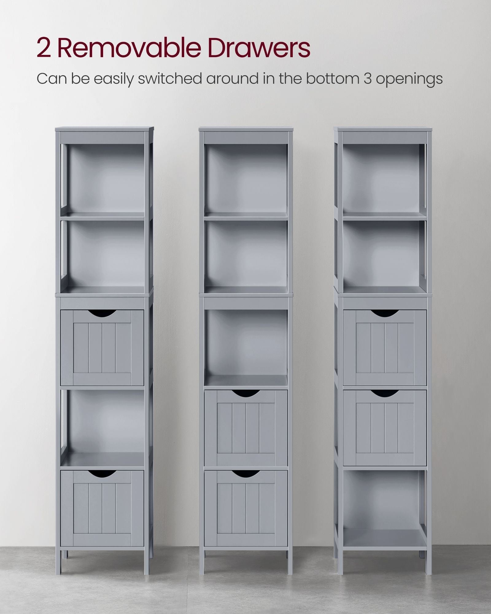 Bathroom Floor Cabinet with 2 Removable Drawers