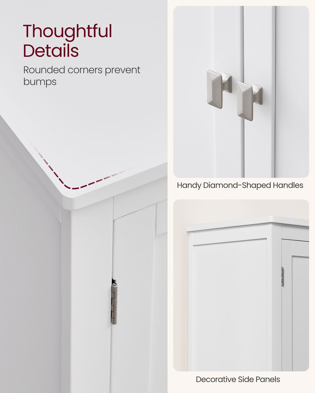 Bathroom Floor Storage Cabinet with 4 Doors