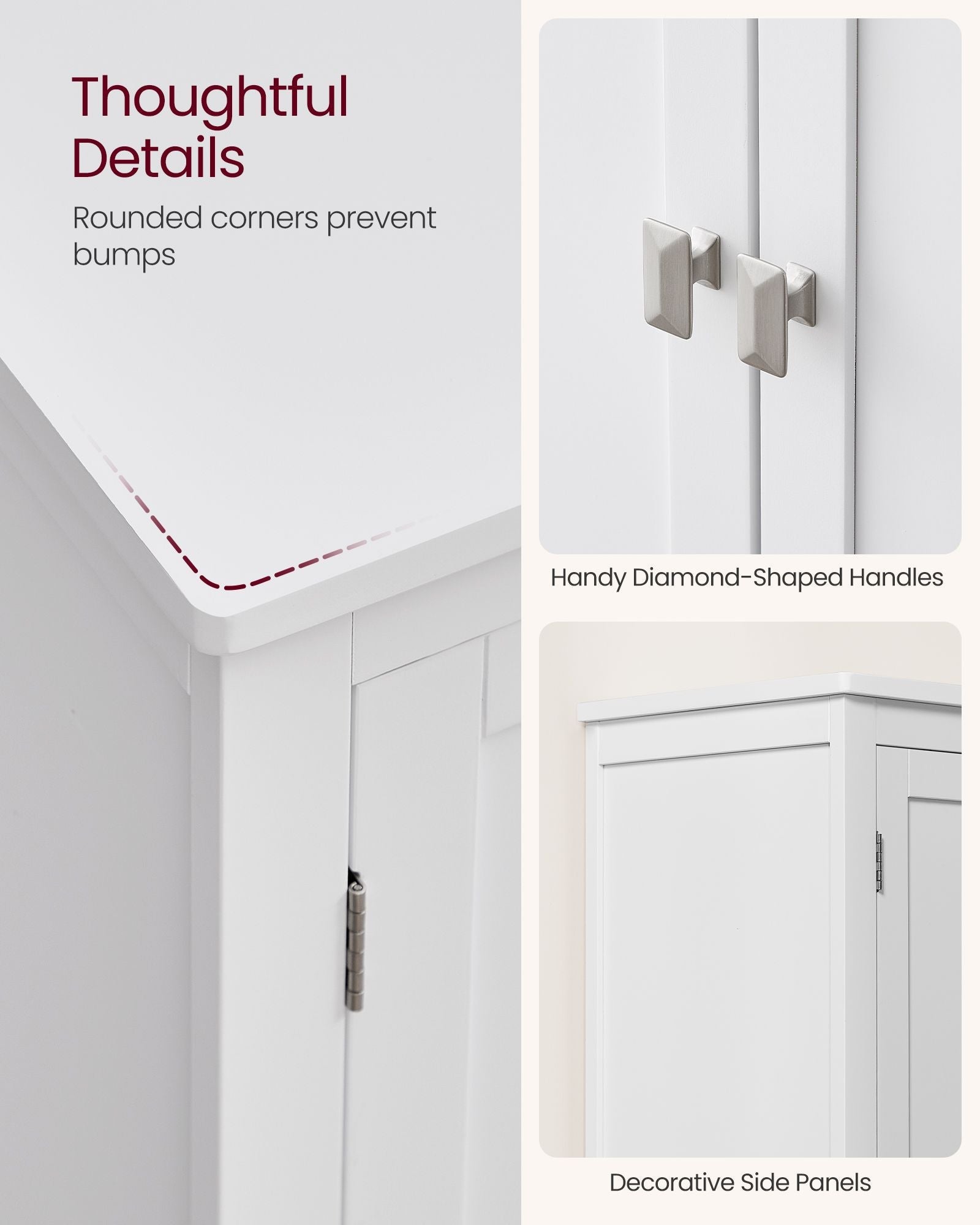 Bathroom Floor Storage Cabinet with 4 Doors