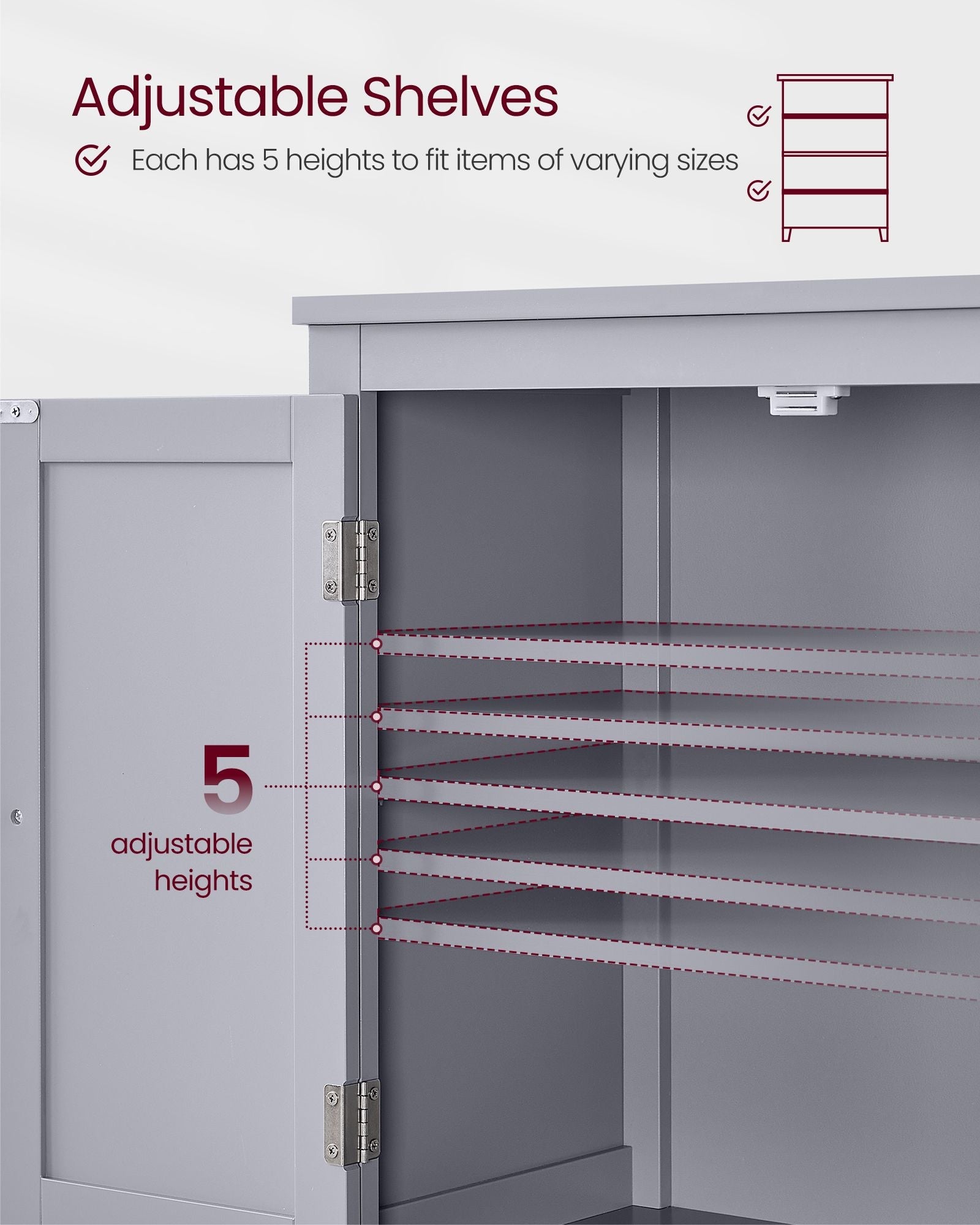 Bathroom Floor Storage Cabinet with 4 Doors
