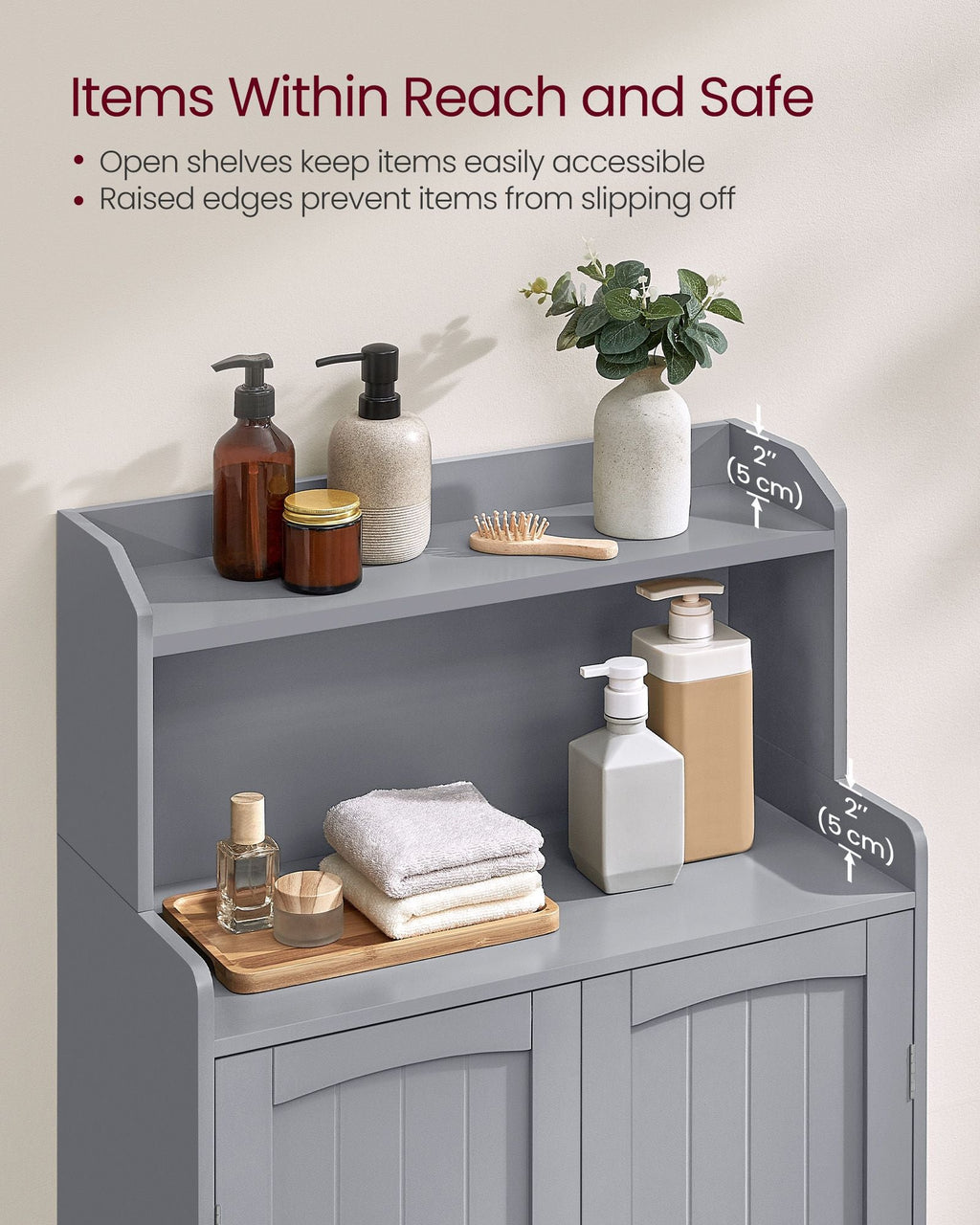 Bathroom Storage Cabinet with 2 Doors, 2 Adjustable Shelves