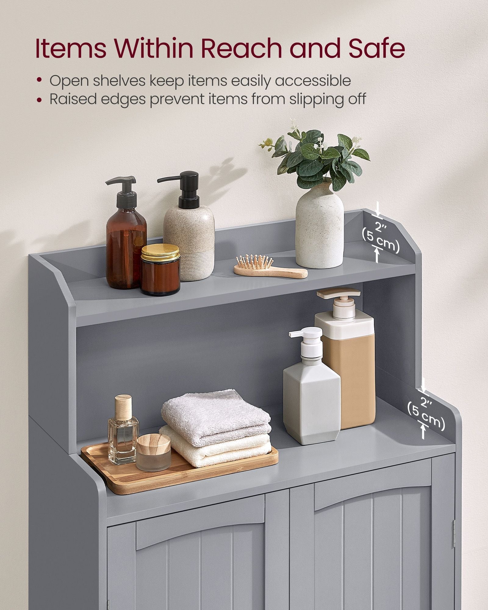 Bathroom Storage Cabinet with 2 Doors, 2 Adjustable Shelves