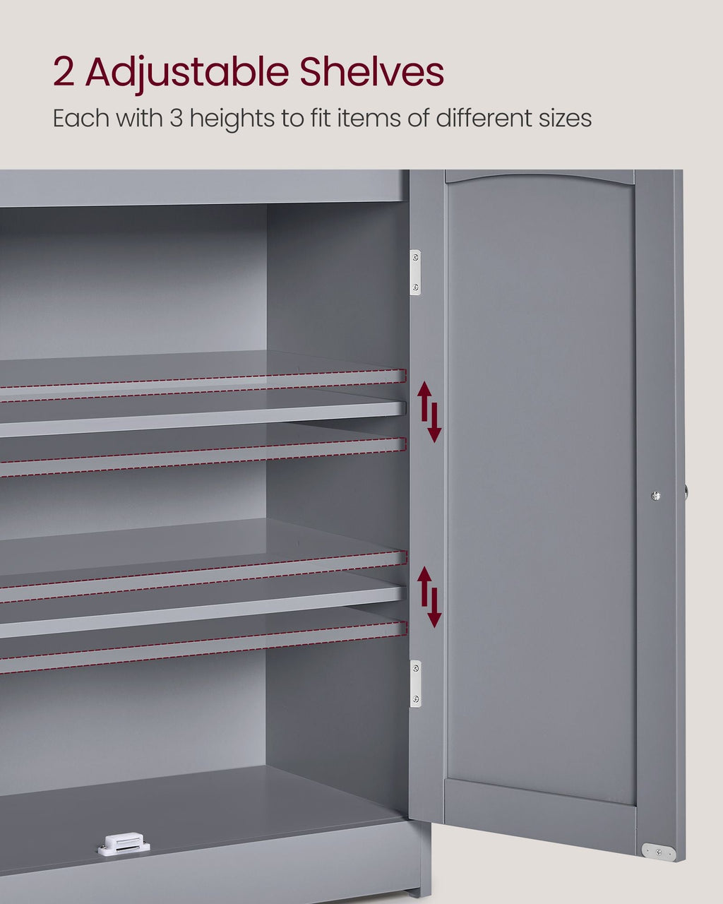 Bathroom Storage Cabinet with 2 Doors, 2 Adjustable Shelves